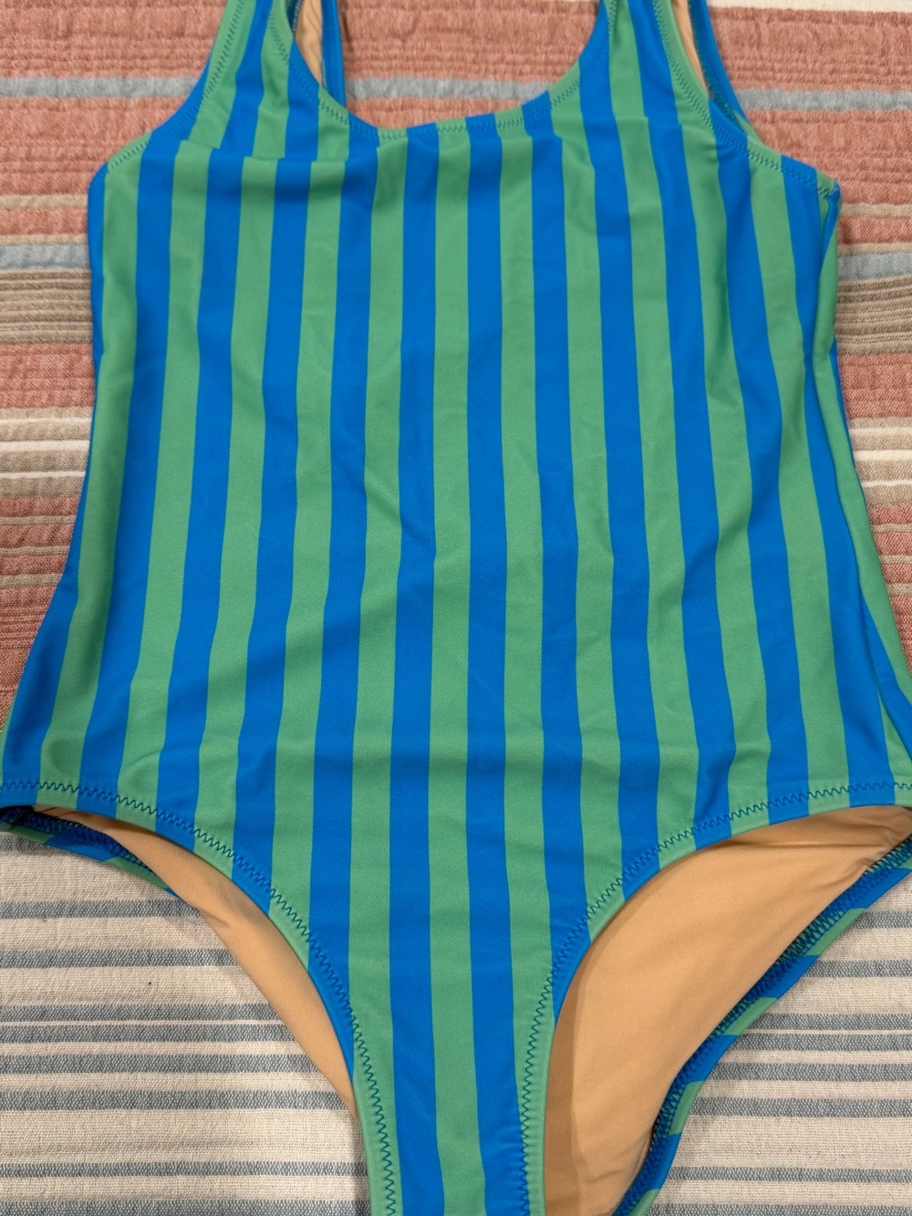 Kids Crewcuts Blue & Green Striped One-Piece Swimsuit